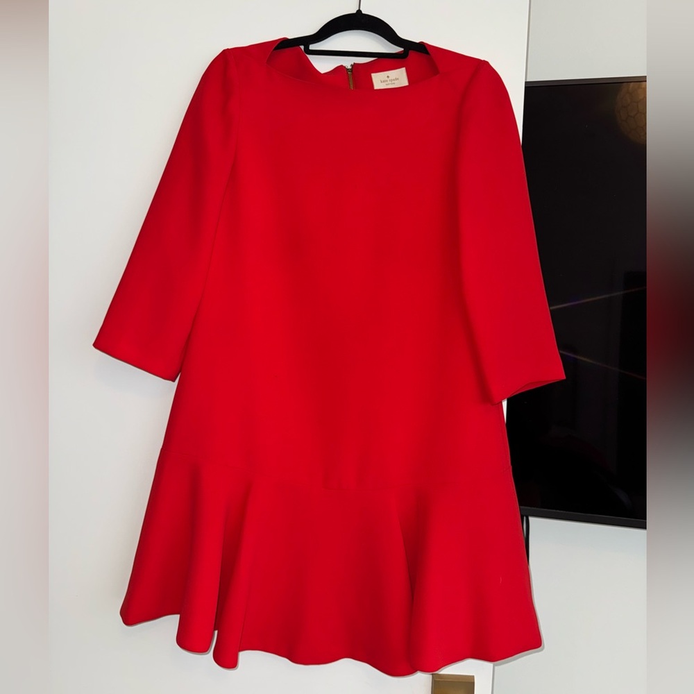 Kate Spade Red A-Line Dress with 3/4 Sleeves